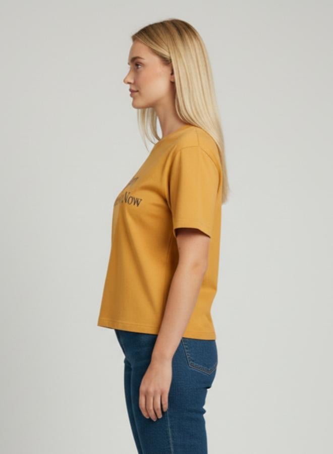 PAUSE Regular Fit Printed Roundneck Mustred Single jersey T-Shirt - Image 5