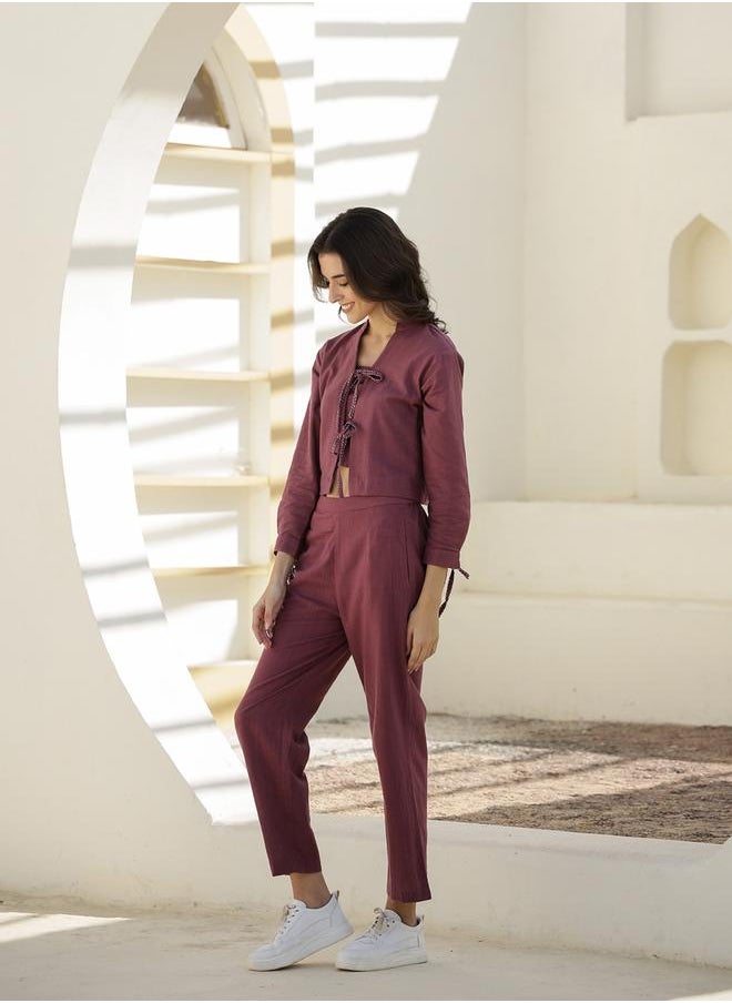sanskrutihomes Long Sleeve Tie-Up Detail Top and Trouser Co-Ords by Styli  - Image 3