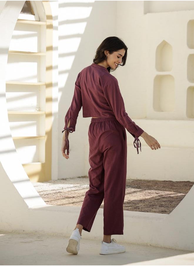 sanskrutihomes Long Sleeve Tie-Up Detail Top and Trouser Co-Ords by Styli  - Image 2