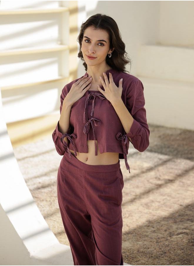 sanskrutihomes Long Sleeve Tie-Up Detail Top and Trouser Co-Ords by Styli  - Image 5
