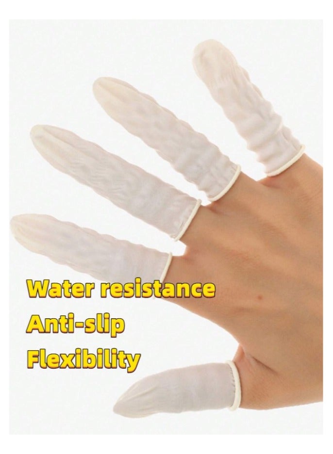 Finger Cots, Disposable Finger Protectors, Latex Anti-Static Finger Tip Rubber Protect Keeping Dressing Dry and Clean (100 Pcs, White) - Image 4