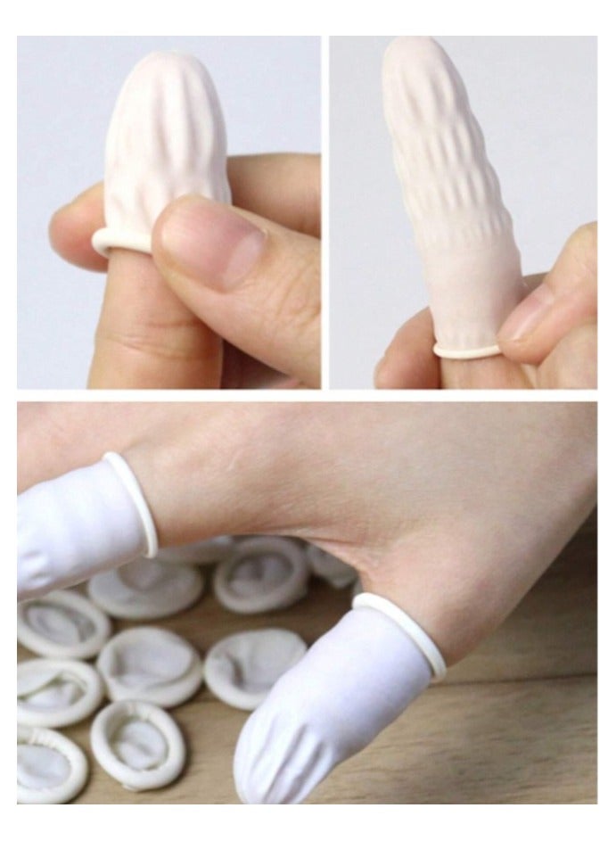 Finger Cots, Disposable Finger Protectors, Latex Anti-Static Finger Tip Rubber Protect Keeping Dressing Dry and Clean (100 Pcs, White) - Image 3