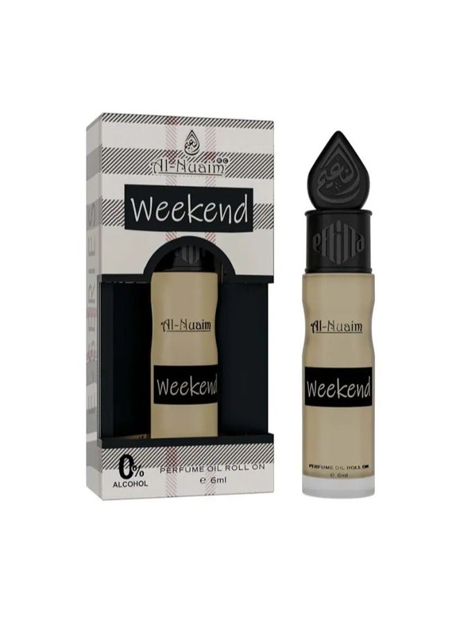 أل نواعم عطر النعيم ويك إند رول أون 6 مل | زيت عطري مركز للجنسين خالٍ من الكحول | رائحة منعشة تدوم طويلاً، خشبية وحمضية للرجال والنساء | عطر بحجم الجيب - Image 1