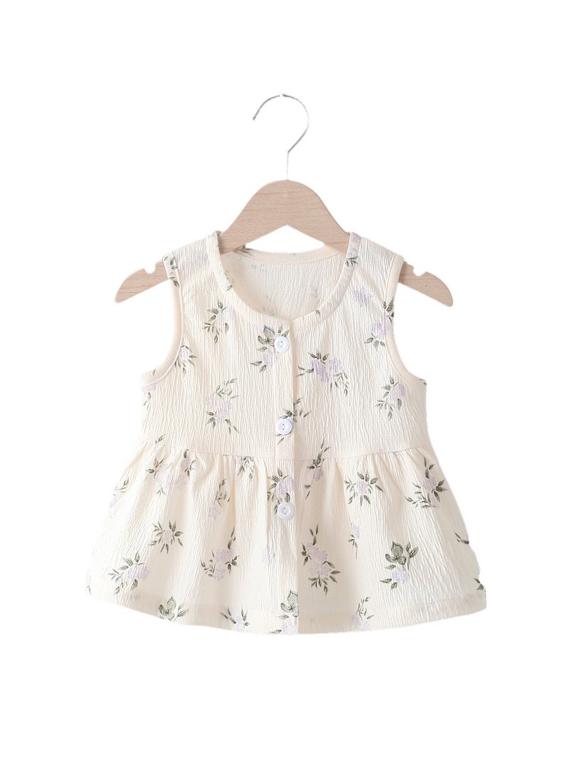 (90cm) Baby girls Summer Dress Floral Skirt Children's Sundress Children's Dress 