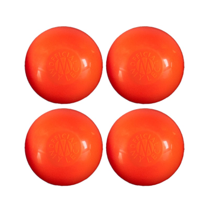 Mylec Street Hockey Balls, No-Bounce, Perfect for Play at >60 Degrees F, Durable, Roller Hockey Ball for Indoor/Outdoor Play (Orange, Pack of 4) - Image 1