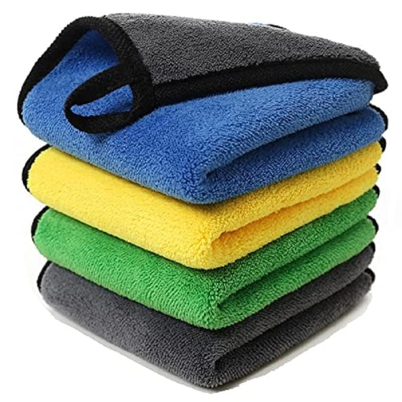 Auto Hub Heavy Microfiber Cloth for Car Cleaning and Detailing, Double Sided, Extra Thick Plush Microfiber Towel Lint-Free, 600 GSM (Size 40cm x 40cm)/Pack of 4, Color: Mix, Multi Color - Image 2