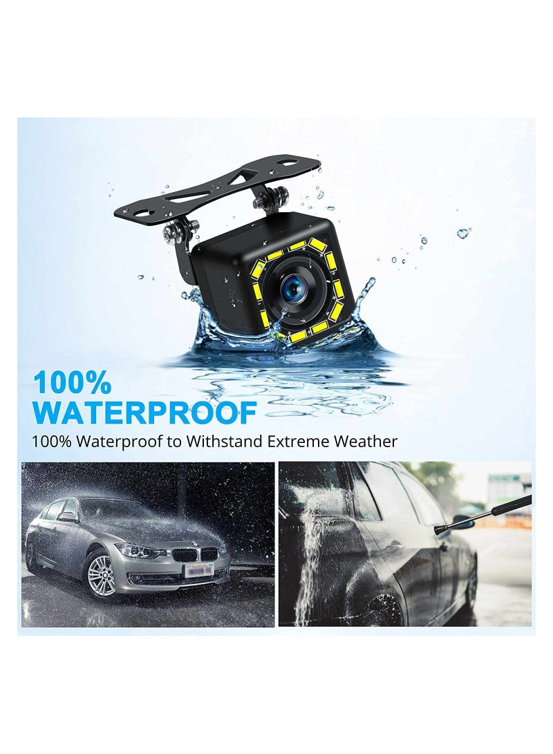 MR.SMART Car Backup Camera , Rear View Camera Ultra HD 12 LED Night Vision,Parking Lines On/Off Waterproof Reverse Camera  - Image 4