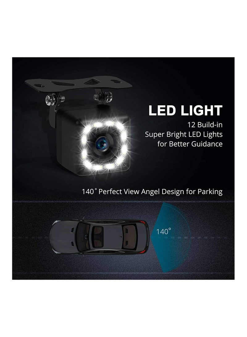 MR.SMART Car Backup Camera , Rear View Camera Ultra HD 12 LED Night Vision,Parking Lines On/Off Waterproof Reverse Camera  - Image 3