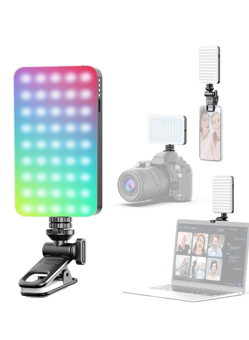 Kiboule Pocket RGB Fill Light LED Video Light 2500K-9000K Dimmable 10 Scene Lighting Effects Video Conference Light for Computer Tablet Mobile Phone DSLR Camera Built-in Battery with Screen Clip & Cold Shoe Mount - Image 2