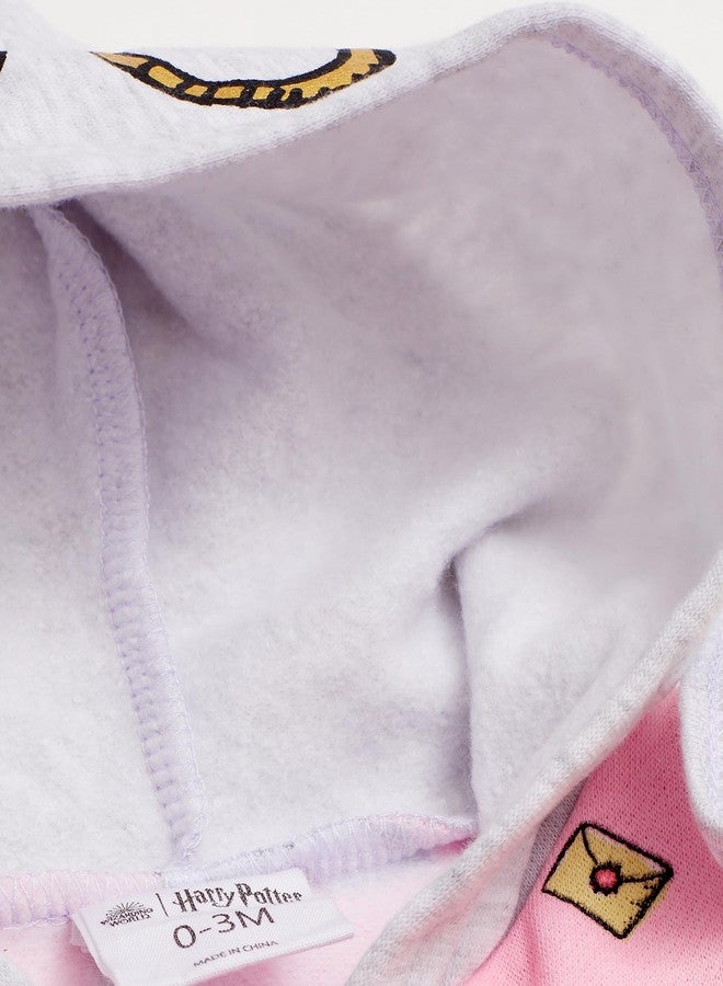 Harry Potter Baby Girls Hooded Bodysuit - Sweatshirt Fleece Zip Up One Piece Baby Clothes (Pink/Grey, 24M) - Image 5