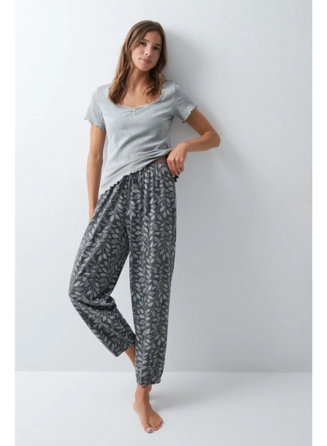 Grey cotton balloon trousers