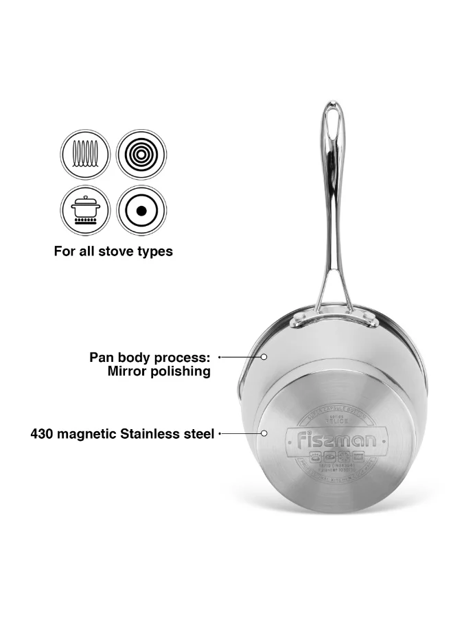 Fissman 1.5 Saucepan 1.5L with Measuring Mark, Stainless Steel Saucepan 16x9cm Felice Series, 18/10 Inox 304 Steel, Induction Bottom Compatible with all types of Stovetops  | Best Price UAE