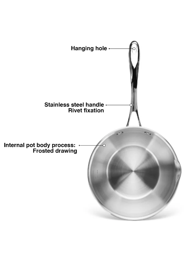 فيسمان Saucepan 1.5L with Measuring Mark, Stainless Steel Saucepan 16x9cm Felice Series, 18/10 Inox 304 Steel, Induction Bottom Compatible with all types of Stovetops