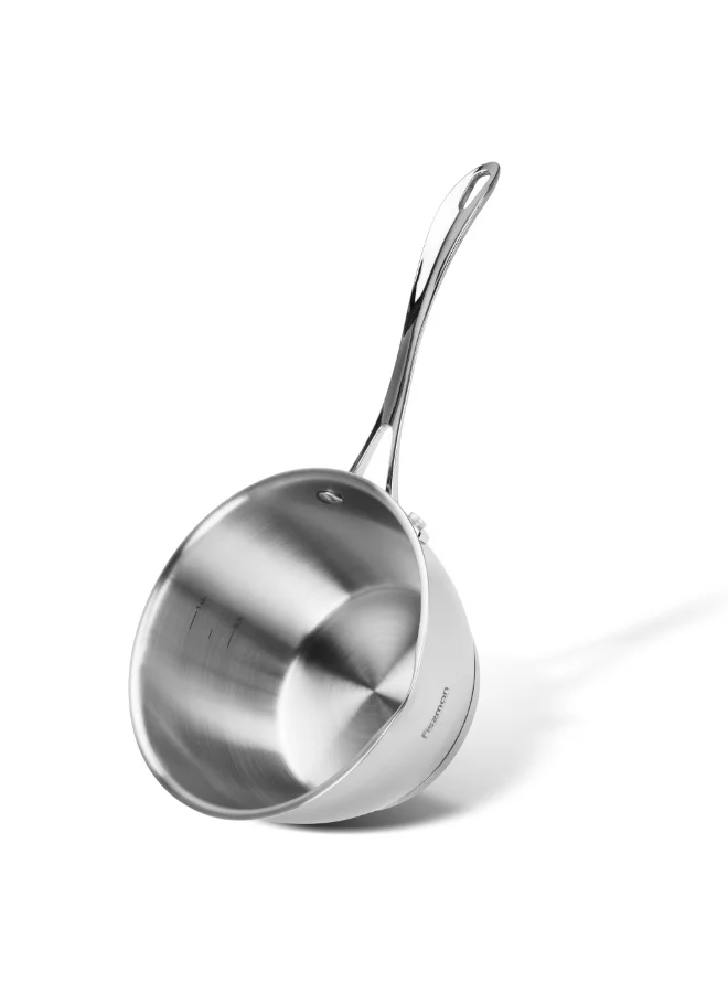 Fissman 1.5 Saucepan 1.5L with Measuring Mark, Stainless Steel Saucepan 16x9cm Felice Series, 18/10 Inox 304 Steel, Induction Bottom Compatible with all types of Stovetops  | Best Price UAE