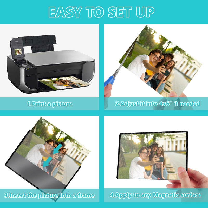 Sloworld Magnetic Picture Frame  15 Pack Magnetic Photo Frames for Refrigerator 4""x6"" Magnetic Frame Reusable  Refrigerator Magnets Picture Frames for Locker/ Whiteboard/ Office Cabinet/ Fridge (Black 15 Pack) - Image 5
