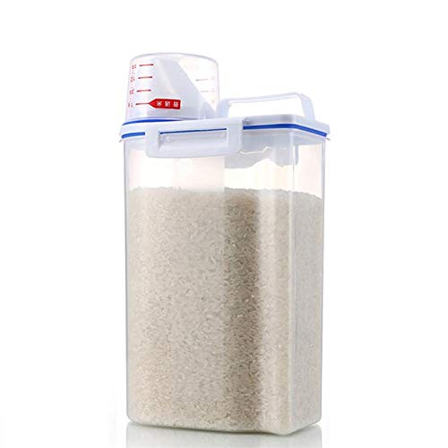 Fydun 2 PCS Cereal Containers PCS Rice Storage Bin 2KG Portable Food Grain Plastic Airtight Box Dispenser Sealed with Measuring Cup Pour Spout and for Flour Assorted Color - Image 1