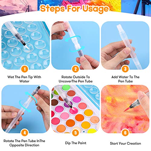 Taotree Watercolor Paint Set, 48 Colors Watercolors Kit Water Colors with 10 Paint Brushes, Brush Pens, Palette, Drawing Pad, Painting Supplies, Christmas Gifts for Teen Girls Boys Kids Adults Artist - Image 3