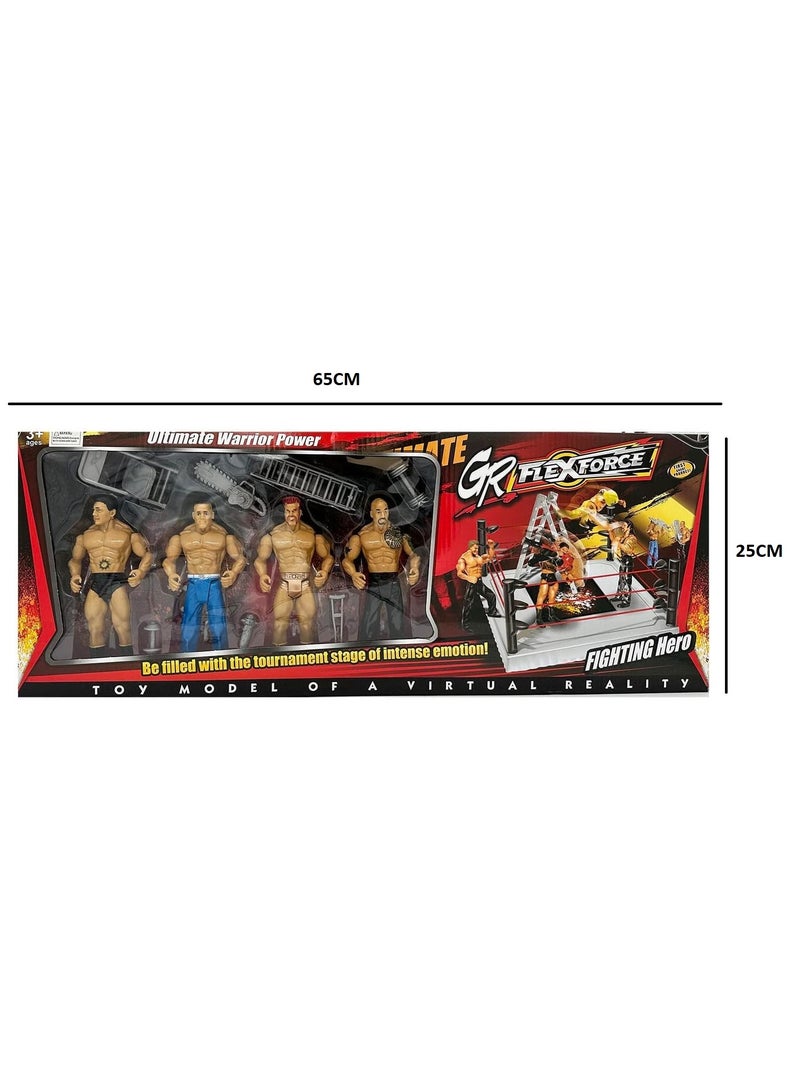Flexforce WWE GR Flexforce Wrestlers with 4-Piece of Random Characters And A Ring - Image 1