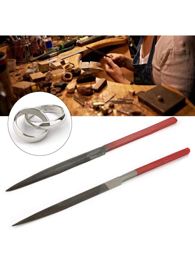 klarako Mini Needle File Set, Alloy Diamond Coated Needle Files Set, Diamond Needle File Ring Jewelry Shaping Carving Repair Tool with Red Handle for Shaping Diamond Metal Wood Plastic(Semicircle + Triangle) - Image 1