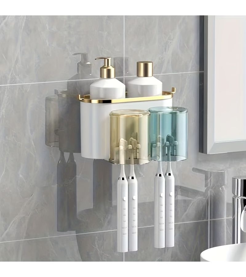 1 2 3 And 4 Slot Wall Mounted Toothbrush Holder Toothpaste Storage White Durable Plastic Bathroom Countertop Device For Home Office Travel Easy Installation No Electricity Needed - Image 3