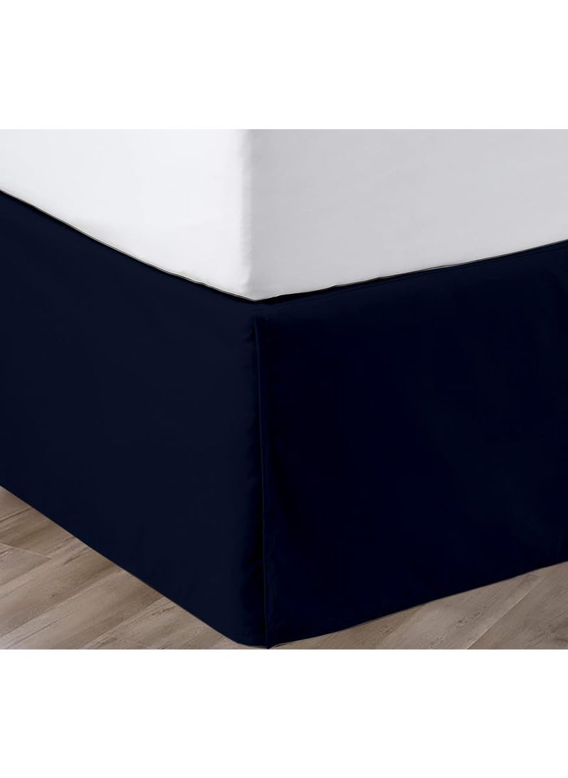 SGI bedding SGI bedding 18 Inch Drop Bed Skirt California King Size with Platform to Stay in Place Elegant Pleated Design with Split Corners Wrinkle Resistant Fabric for Modern and Stylish Look - Navy Blue  - Image 1