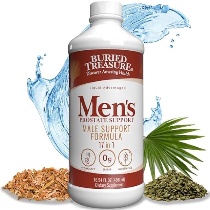 Buried Treasure: Men's Prostate Complete - Natural Herbal Formula Supplement w/ Saw Palmetto, Pygeum Bark, & Stine Nettles to Support Healthy Urinary & Prostate Function - 16 oz - Image 1