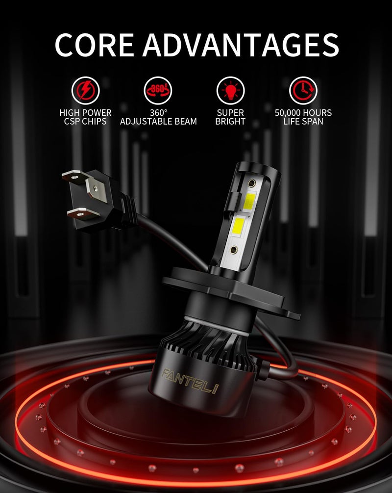 FANTELI 2x ð–§ðŸ¦/ðŸ«ðŸ¢ðŸ¢ðŸ¥ Bulbs, 40000LM 900% Brighter 1:1 Size, No Adapter Required, 6500K Cool White IP68 Waterproof Off-Road Lights, Pack of 2 - Image 2