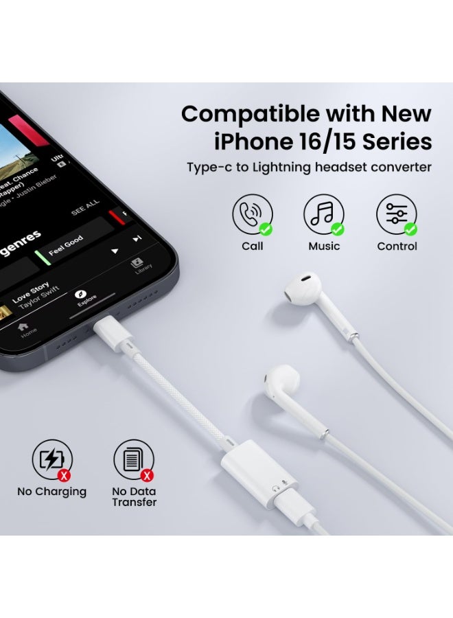 ChicVibe USB C/Type C to Lightning Audio Adapter, USB C/Type C Male to Female Lightning Earbuds Audio Adapter Compatible with iPhone 16 Pro Max/16/16e/15/15 Pro, iPad Pro, iPad Air 6/5, MacBook, Galaxy S25/S24 (Does Not support Charging And Data Transfer) - Image 2