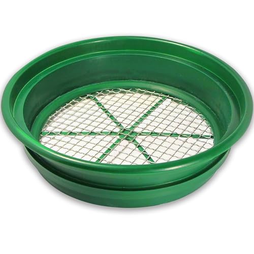 SE 13.25 Inch Wide Stackable Classifier Gold Prospecting Pan - 1/2 Inch Stainless Steel Mesh Sifting Pan, Green - Image 1