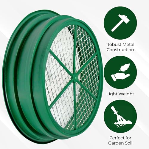 SE 13.25 Inch Wide Stackable Classifier Gold Prospecting Pan - 1/2 Inch Stainless Steel Mesh Sifting Pan, Green - Image 5