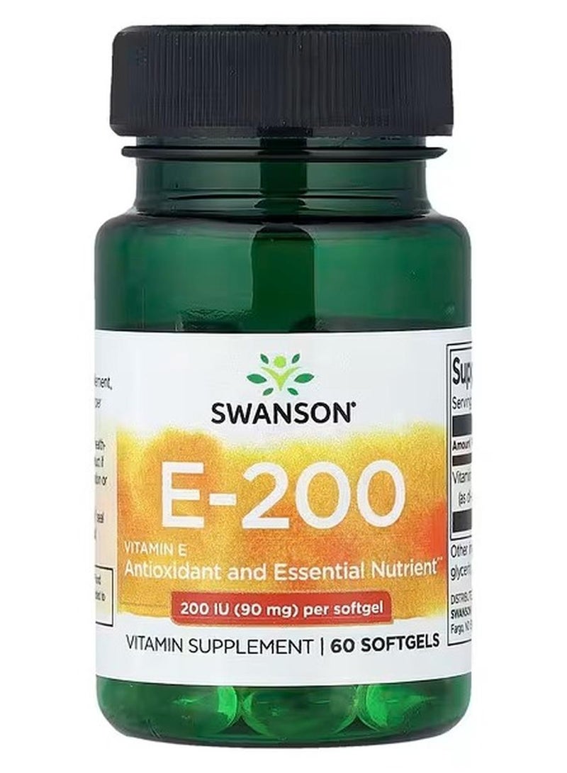 Swanson, Vitamin E, 90 mg (200 IU), 60 Softgels