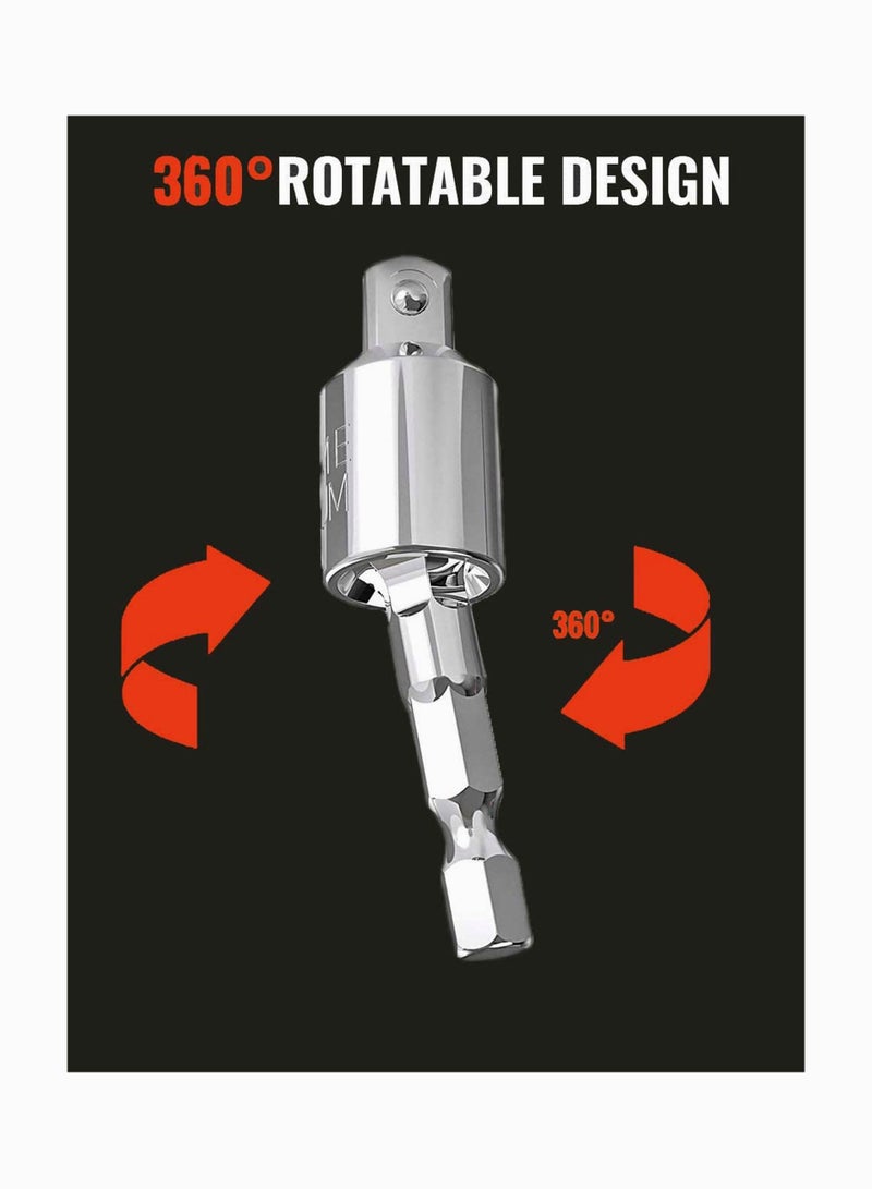 SYOSI Power Drill Sockets Adapter Impact Driver Adapter Rotatable Hex Shank Impact Driver Socket Adapter Socket to Drill Adapter 1/4" 3/8" 1/2" Impact Driver Adapter 3-Piece - Image 2