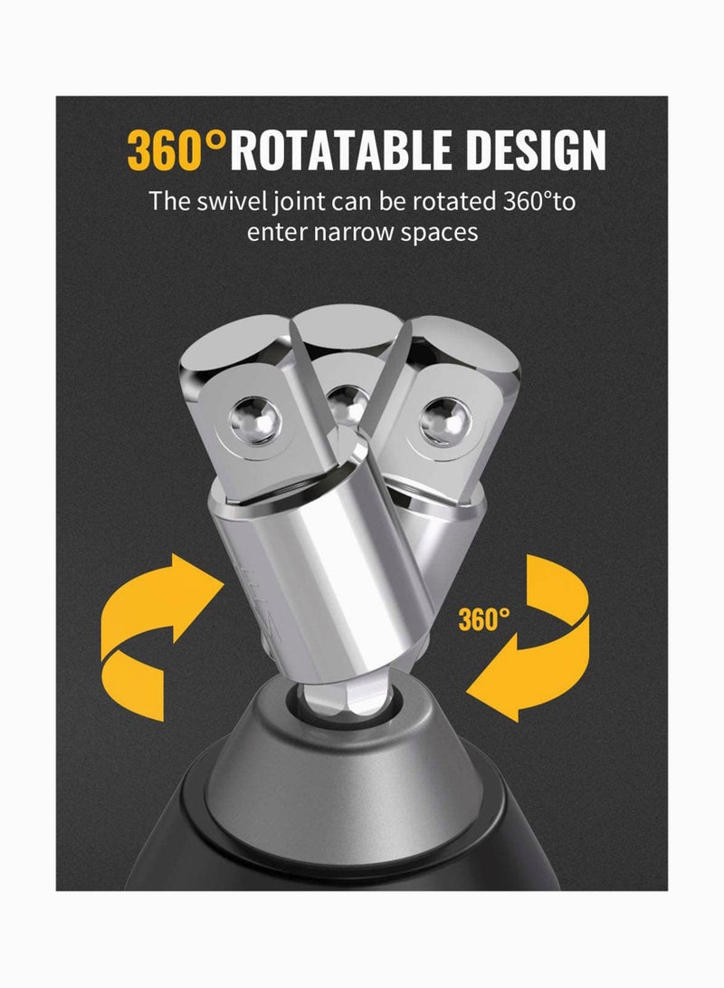 SYOSI Power Drill Sockets Adapter Impact Driver Adapter Rotatable Hex Shank Impact Driver Socket Adapter Socket to Drill Adapter 1/4" 3/8" 1/2" Impact Driver Adapter 3-Piece - Image 5