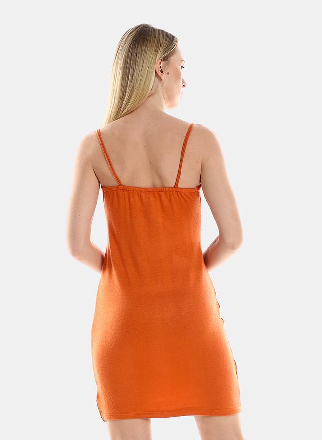 kady Knitted Pattern Casual Short Dress With Front Keyhole women orange 2XL- Regular - Image 3