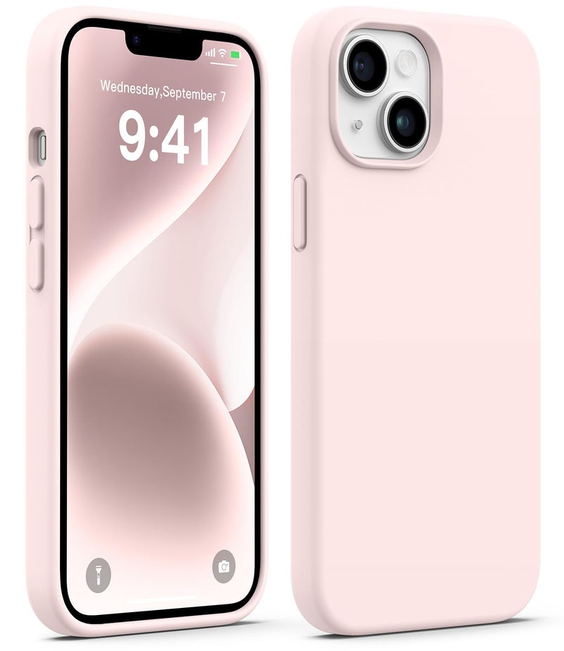 AOTESIER Compatible with iPhone 14 Case, Full Body Food-Grade Silicone Wear-Resistant, Anti-Drop Protection with Soft Anti-Scratch Microfiber Lining Phone Case for iPhone 14, 6.1 inch, Chalk Pink - Image 1