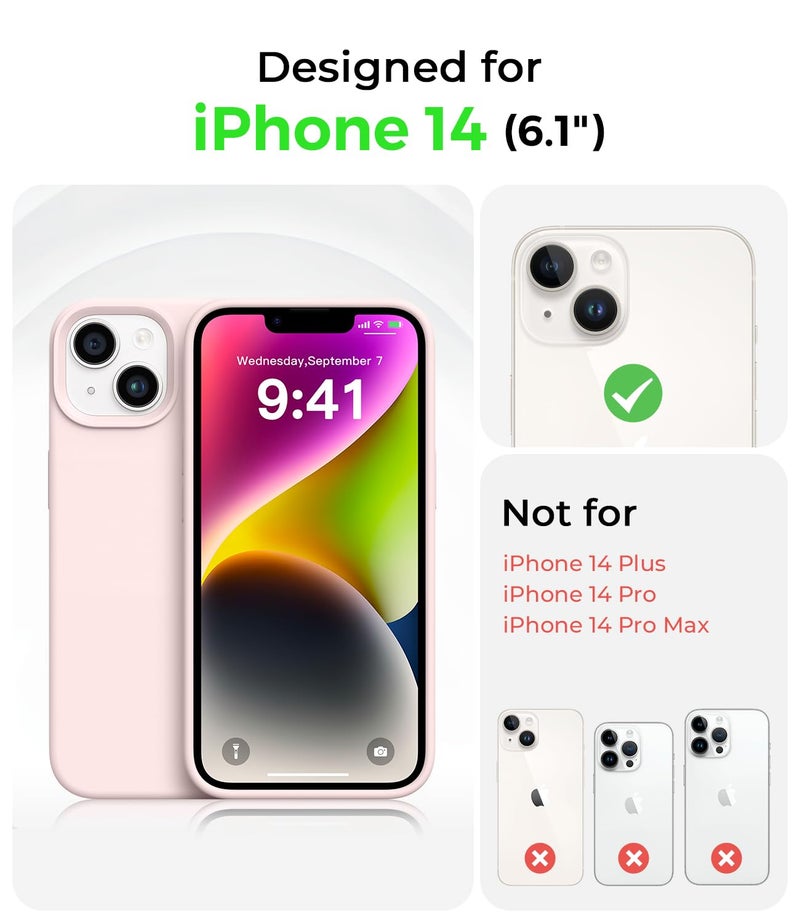 AOTESIER Compatible with iPhone 14 Case, Full Body Food-Grade Silicone Wear-Resistant, Anti-Drop Protection with Soft Anti-Scratch Microfiber Lining Phone Case for iPhone 14, 6.1 inch, Chalk Pink - Image 5