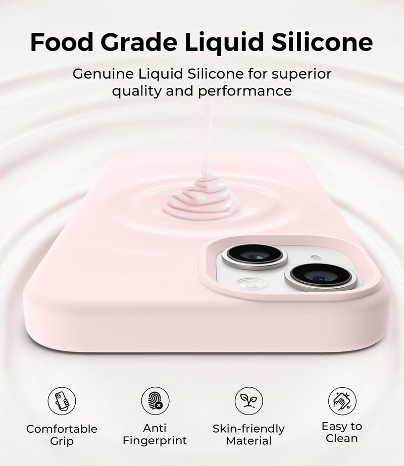 AOTESIER Compatible with iPhone 14 Case, Full Body Food-Grade Silicone Wear-Resistant, Anti-Drop Protection with Soft Anti-Scratch Microfiber Lining Phone Case for iPhone 14, 6.1 inch, Chalk Pink - Image 4