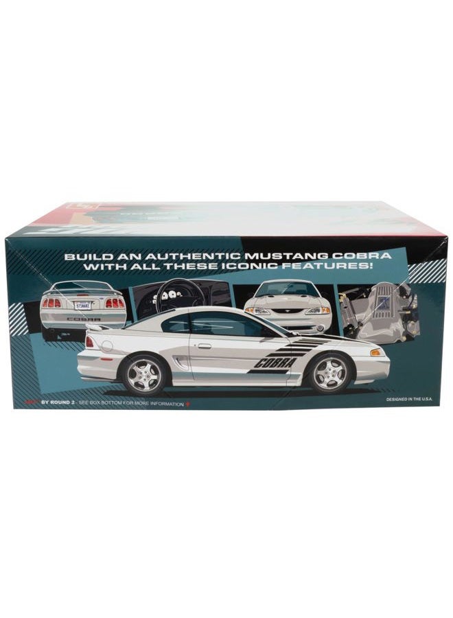 AMT 1997 Ford Mustang Cobra 1:25 Scale Model Kit – Authentic V-8 Engine Detail, 90+ Parts, Functional Hood & Scoops, Rear Spoiler, Pad-Printed Goodyear Tires – Skill Level 2 – Paint & Glue Required - Image 2
