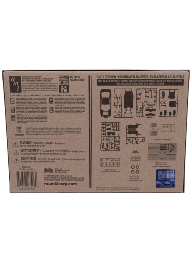 AMT 1997 Ford Mustang Cobra 1:25 Scale Model Kit – Authentic V-8 Engine Detail, 90+ Parts, Functional Hood & Scoops, Rear Spoiler, Pad-Printed Goodyear Tires – Skill Level 2 – Paint & Glue Required - Image 4