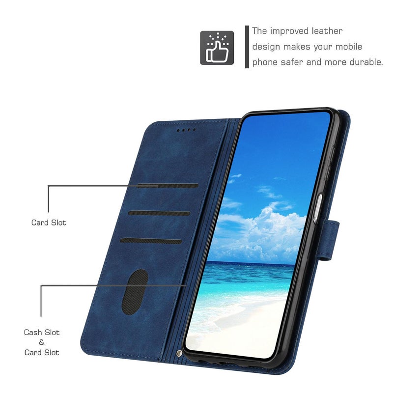 HuHa Case Cover For Motorola Moto G05 Skin Feel Heart Embossed Leather Phone Case with Long Lanyard(Blue) - Image 4
