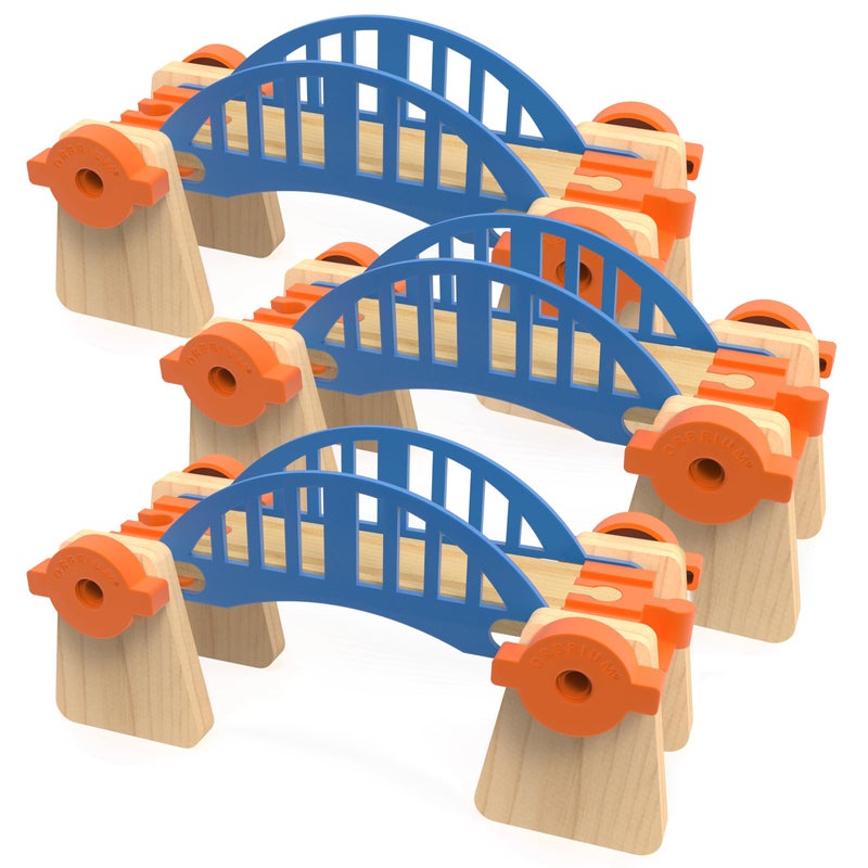Orbrium Wooden Train Track Accessories Build  Play Construction Set 90 PCS Ultimate Elevated Railway STEM Toys Track Expansion Pack Ascending Tracks Risers Bridges Tunnel Stop Go Gate Compatible Thomas Brio - Image 3
