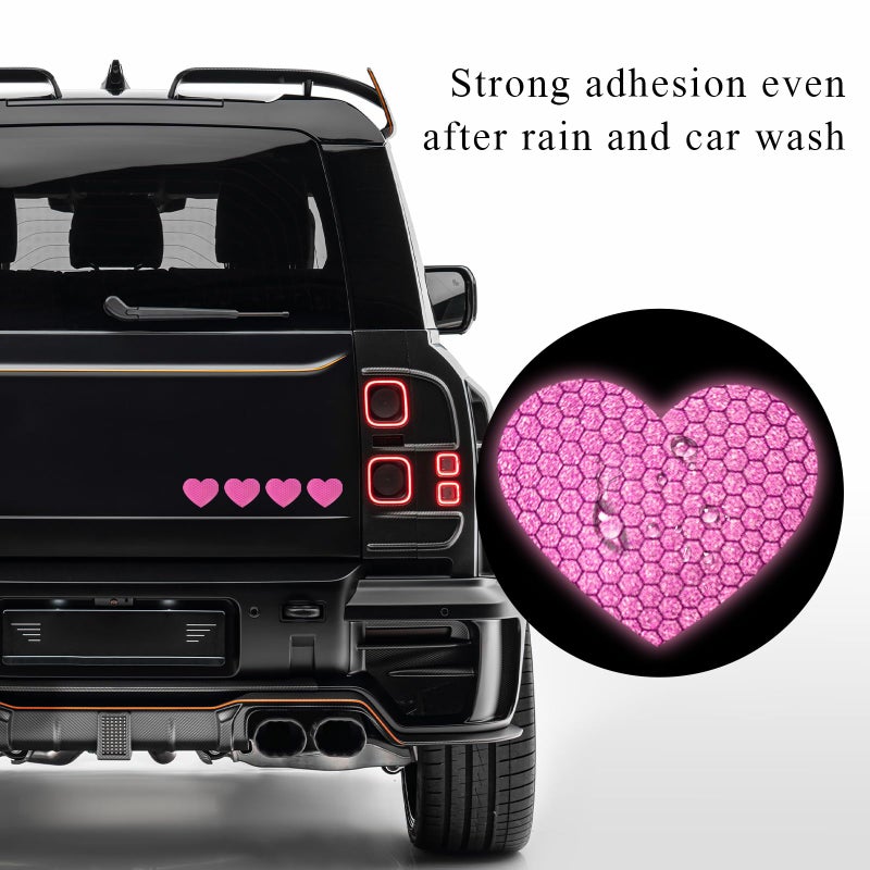 SHMZK 10PCS Vinyl Decal for Cars, High Intensity Reflective Sticker Night Safety Sign Bumper Decals, Waterproof Grid Vinyl Stickers Scratch Cover for Auto Window Laptop (Heart, Pink) - Image 5