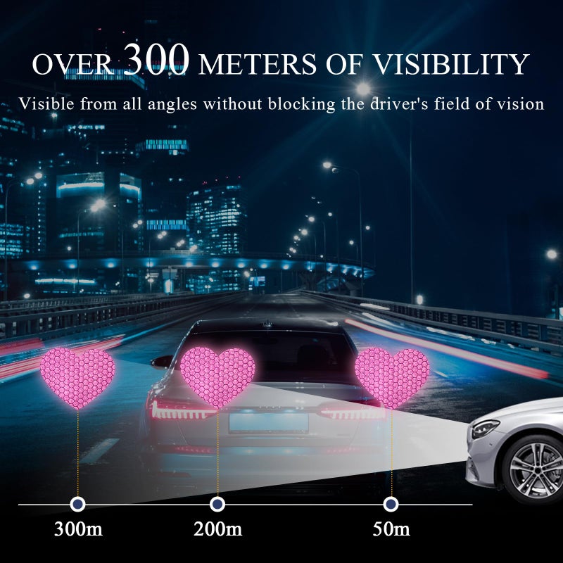 SHMZK 10PCS Vinyl Decal for Cars, High Intensity Reflective Sticker Night Safety Sign Bumper Decals, Waterproof Grid Vinyl Stickers Scratch Cover for Auto Window Laptop (Heart, Pink) - Image 4