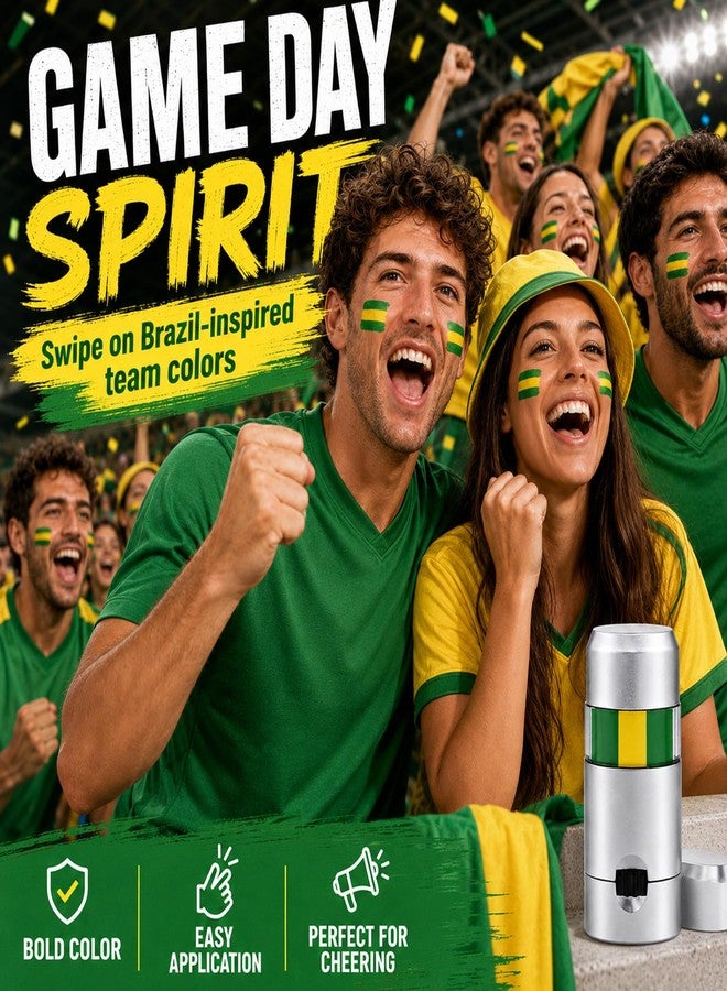 Paminify Green Yellow and Green Brazil Face Paint Stick,2026 World Cup Fans Eye Black,Patriotic Flag Body Sport Paint Stick for Soccer Baseball Softball Football Brasil Party Accessories, 2 PCS - Image 3