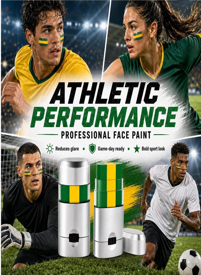 Paminify Green Yellow and Green Brazil Face Paint Stick,2026 World Cup Fans Eye Black,Patriotic Flag Body Sport Paint Stick for Soccer Baseball Softball Football Brasil Party Accessories, 2 PCS - Image 5