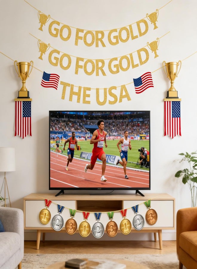 WAWEOOP Sports Competition Party Decorations | Glitter Go for Gold Banners | for Olympic Themed Bulletin Board Athlete Competition Game Party Decor Supplies - Image 4