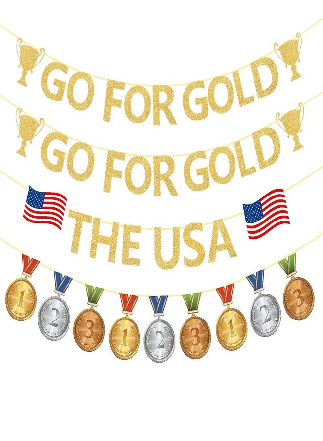 WAWEOOP Sports Competition Party Decorations | Glitter Go for Gold Banners | for Olympic Themed Bulletin Board Athlete Competition Game Party Decor Supplies - Image 1