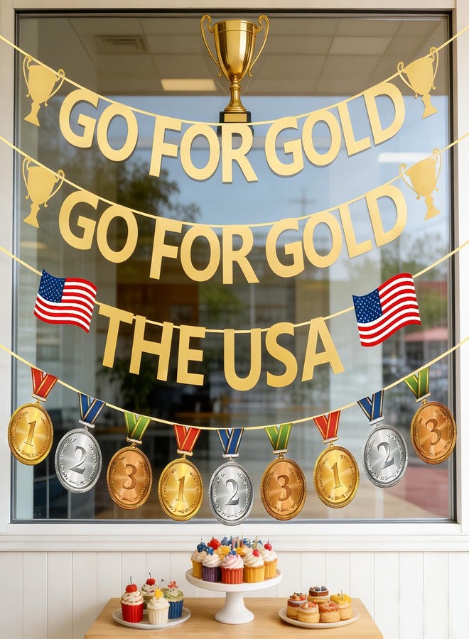 WAWEOOP Sports Competition Party Decorations | Glitter Go for Gold Banners | for Olympic Themed Bulletin Board Athlete Competition Game Party Decor Supplies - Image 2