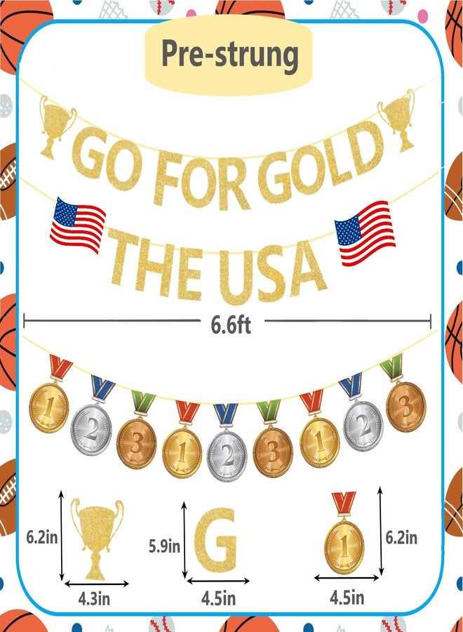 WAWEOOP Sports Competition Party Decorations | Glitter Go for Gold Banners | for Olympic Themed Bulletin Board Athlete Competition Game Party Decor Supplies - Image 3