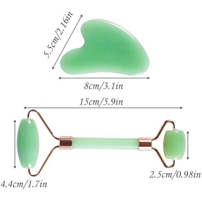 YAMHOHO 2pcs Scraping Facial Tool Valentine's Day Gift, Includes Roller and Scraping Set Massage Tool Jawline Sculptor Facial Contour Sculpting Tool for Your Skin Care Routine (Light Green Set) - Image 2